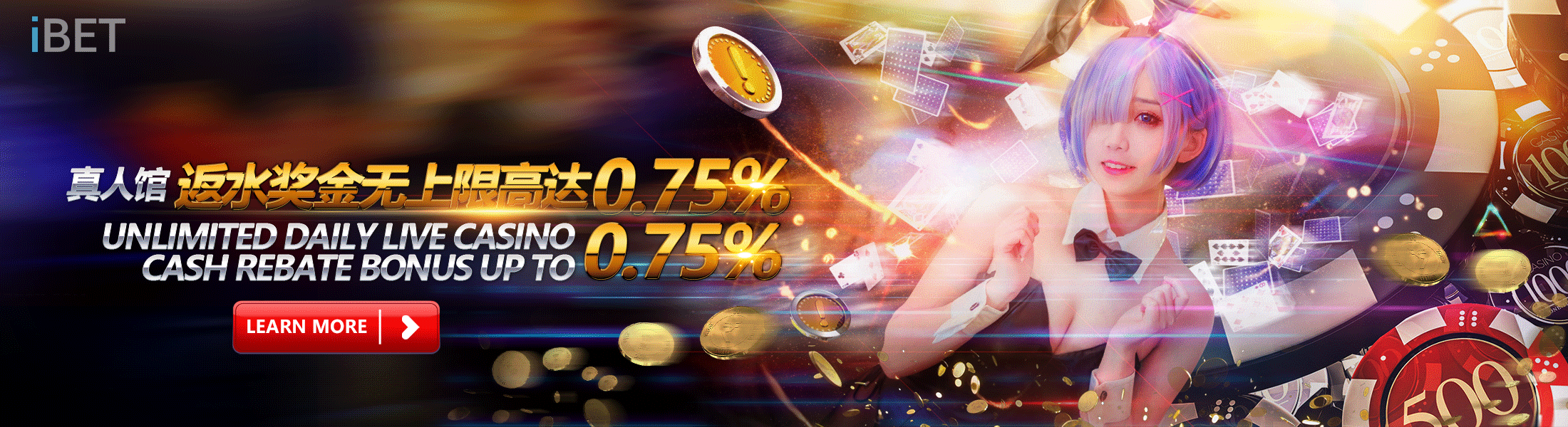 iBET Live Casinos Extended Rebate 0.75% Bonus